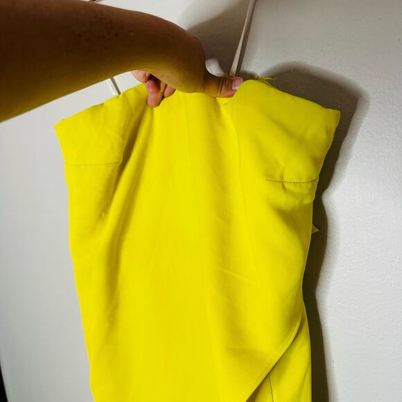 HALSTON Yellow Lil Crepe Strapless Overlay Side Zipper Jumpsuit Dress Size 2 - Picture 7 of 16